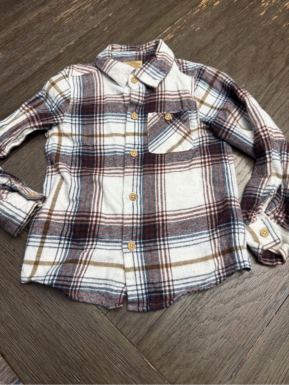 Telluride Kids Plaid Button-Up Shirt Jacket - Brown & Cream 4T